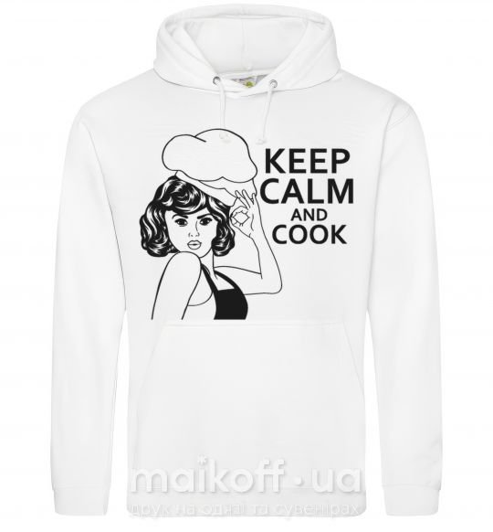Жіноча толстовка (худі) Keep calm and cook Білий фото
