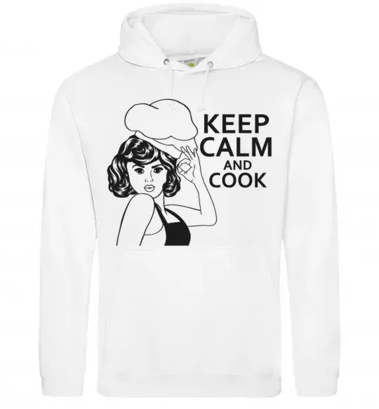 Женская толстовка (худи) Keep calm and cook Белый фото