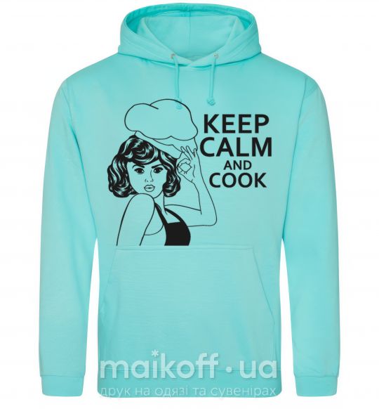 Женская толстовка (худи) Keep calm and cook Мятный фото