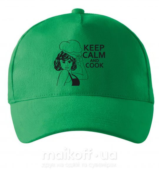 Кепка Keep calm and cook Зеленый фото