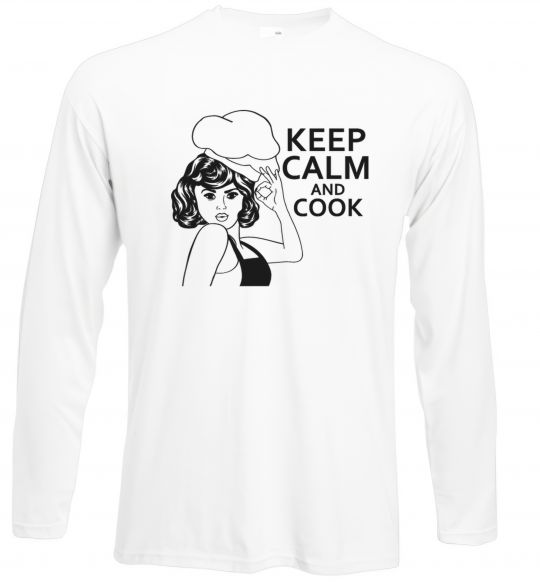 Лонгслів Keep calm and cook Білий фото