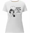 Жіноча преміум футболка Keep calm and cook Білий фото
