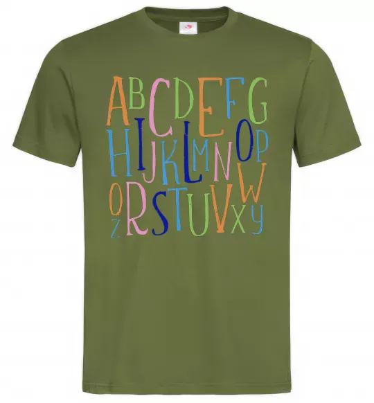 Чоловіча футболка Англійський алфавіт Оливковий фото