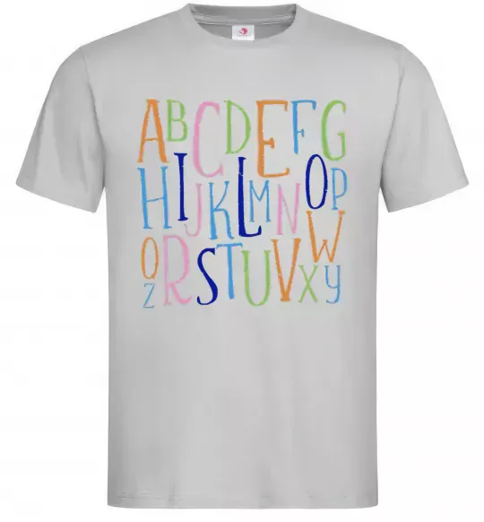 Чоловіча футболка Англійський алфавіт Сірий фото