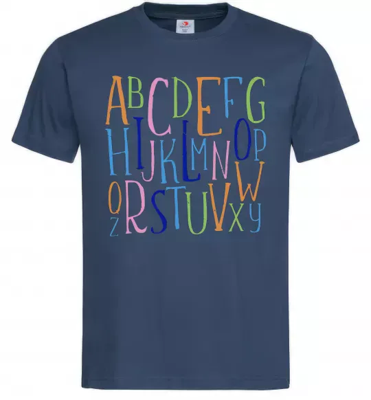 Чоловіча футболка Англійський алфавіт Темно-синій фото