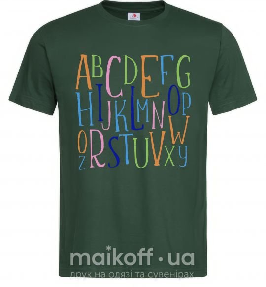 Мужская футболка Английский алфавит Темно-зеленый фото