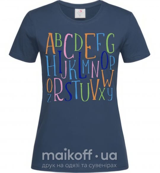 Жіноча футболка Английский алфавит Темно-синій фото