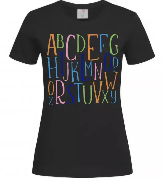 Жіноча футболка Англійський алфавіт Чорний фото