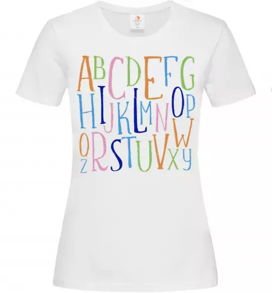 Жіноча футболка Англійський алфавіт Білий фото