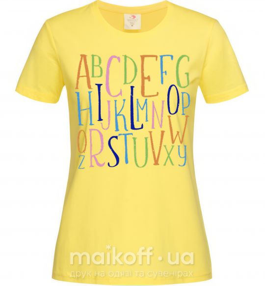 Женская футболка Английский алфавит Лимонный фото