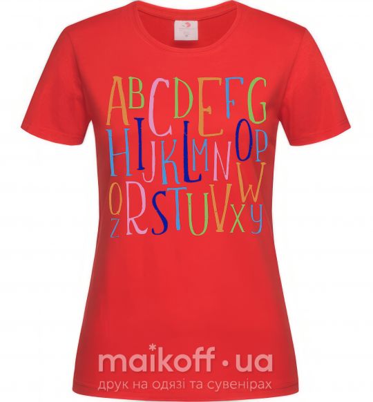 Жіноча футболка Английский алфавит Червоний фото