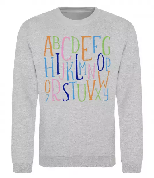 Свитшот Англійський алфавіт Серый меланж фото
