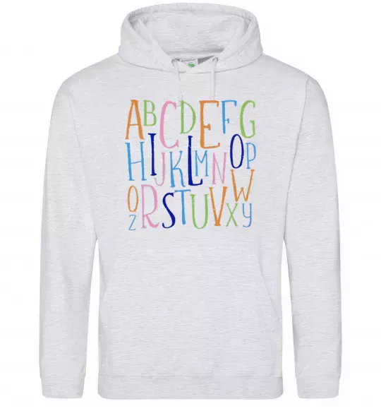 Мужская толстовка (худи) Англійський алфавіт Серый меланж фото