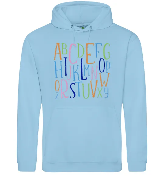 Мужская толстовка (худи) Англійський алфавіт Голубой фото