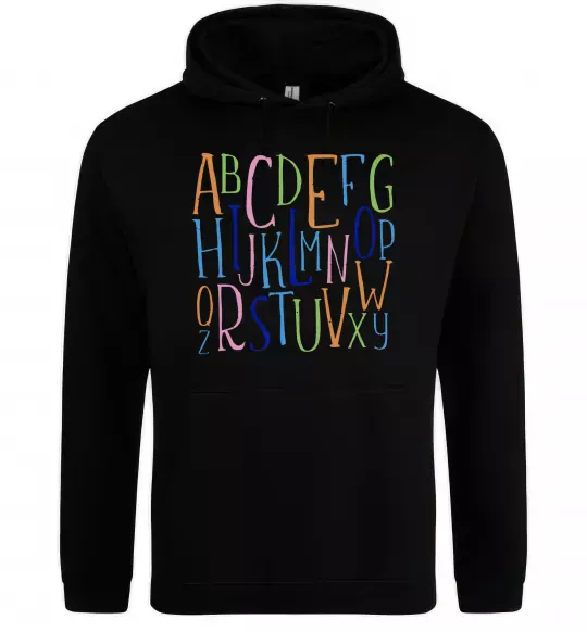 Жіноча толстовка (худі) Англійський алфавіт Чорний фото