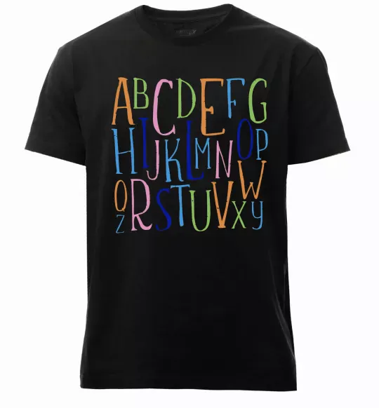 Мужская премиум футболка Англійський алфавіт Черный фото