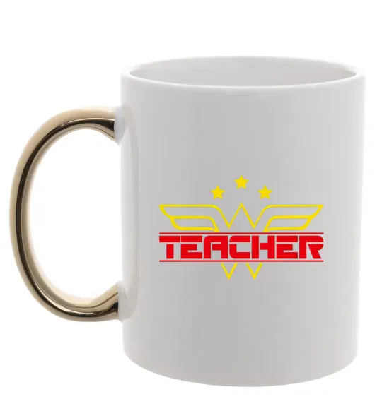 Чашка с цветной ручкой Wonder teacher Золото фото