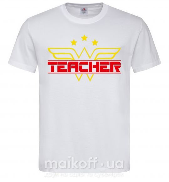 Мужская футболка Wonder teacher Белый фото