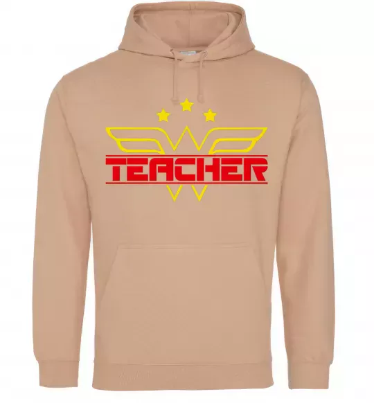 Женская толстовка (худи) Wonder teacher Песочный фото