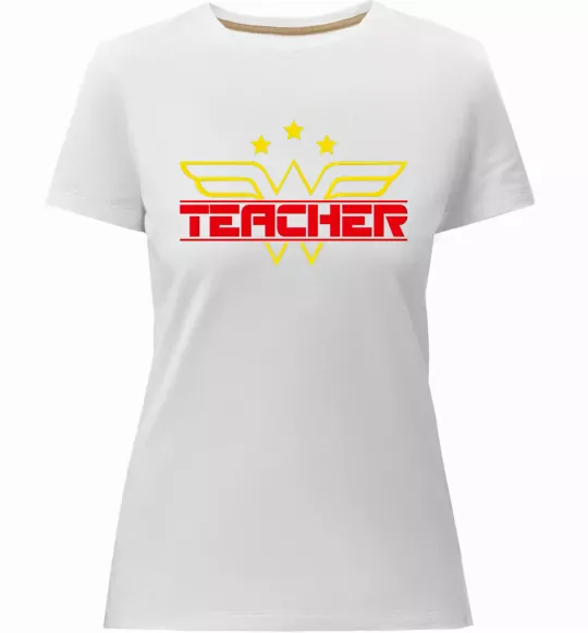 Жіноча преміум футболка Wonder teacher Білий фото