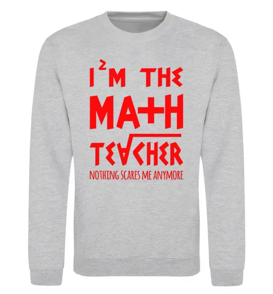 Свитшот I'm the math teacher Серый меланж фото