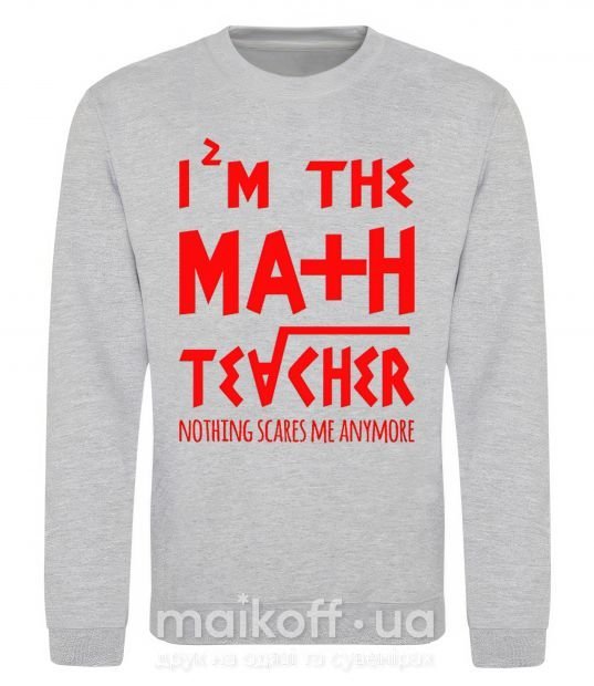Свитшот I'm the math teacher Серый меланж фото