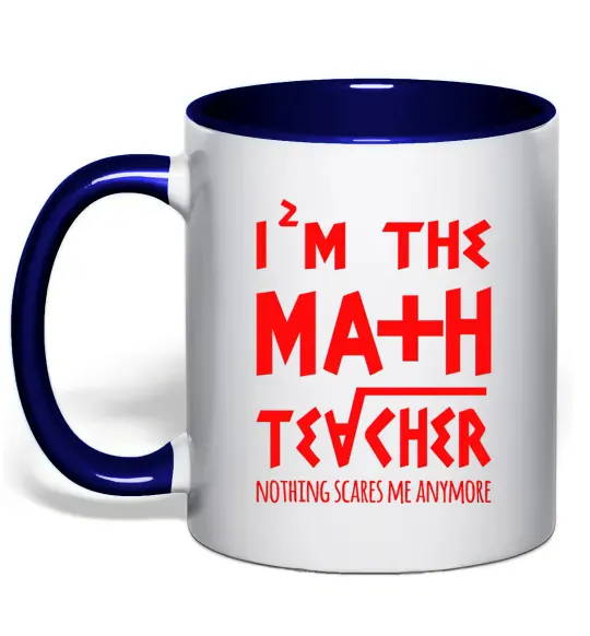 Чашка с цветной ручкой I'm the math teacher Глубокий темно-синий фото