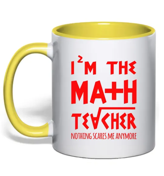 Чашка з кольоровою ручкою I'm the math teacher Лимонний фото