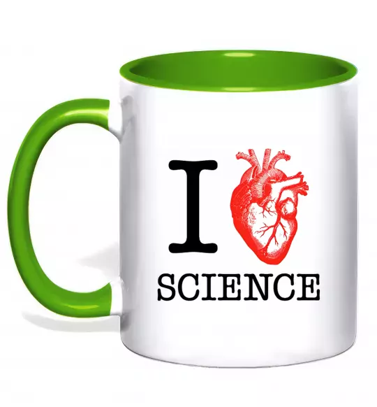 Чашка с цветной ручкой I love sience Зеленый фото