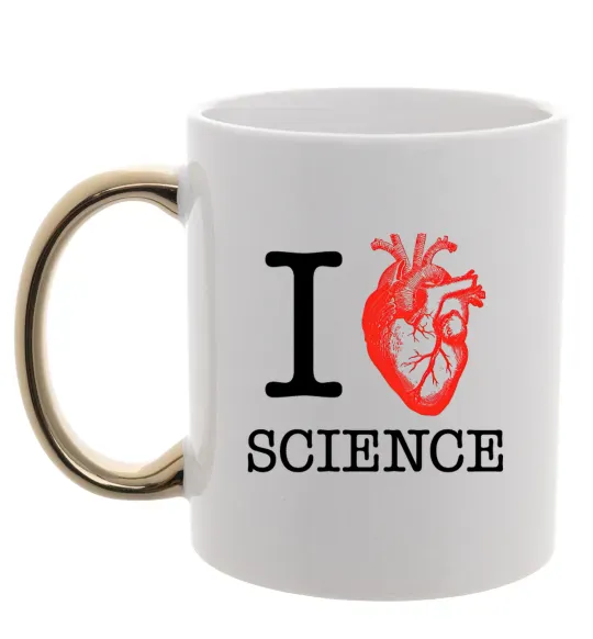 Чашка с цветной ручкой I love sience Золото фото