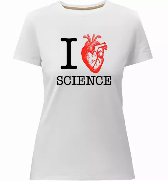 Женская премиум футболка I love sience Белый фото