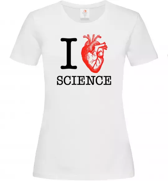 Жіноча футболка I love sience Білий фото