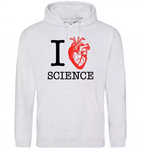 Мужская толстовка (худи) I love sience Серый меланж фото