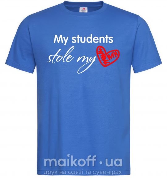 Чоловіча футболка My students stole my heart Яскраво-синій фото