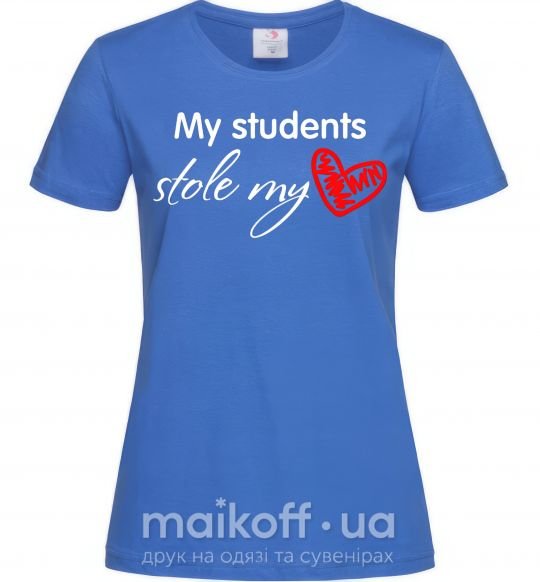 Жіноча футболка My students stole my heart Яскраво-синій фото