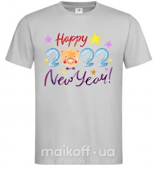 Мужская футболка Happy 2019 new year pig Серый фото