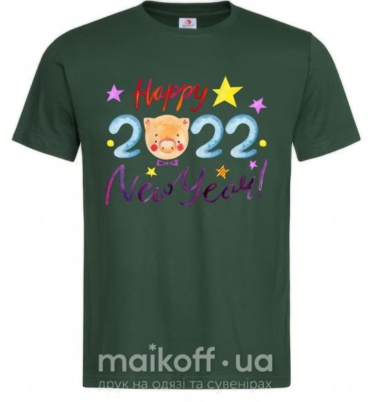 Мужская футболка Happy 2019 new year pig Темно-зеленый фото