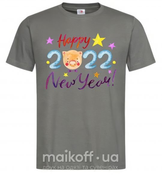 Чоловіча футболка Happy 2019 new year pig Графіт фото