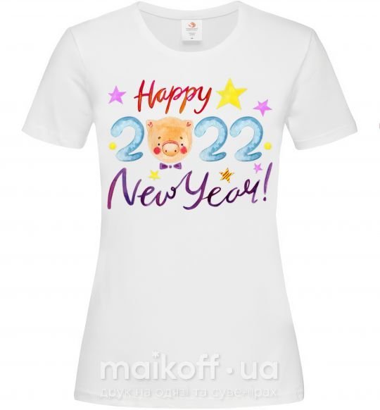 Женская футболка Happy 2019 new year pig Белый фото