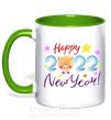 Чашка з кольоровою ручкою Happy 2019 new year pig Зелений фото
