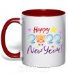 Чашка з кольоровою ручкою Happy 2019 new year pig Червоний фото