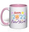 Чашка с цветной ручкой Happy 2019 new year pig Нежно розовый фото