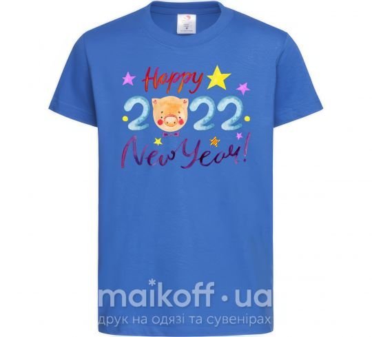 Детская футболка Happy 2019 new year pig Ярко-синий фото