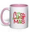 Чашка з кольоровою ручкою Merry Christmas text Ніжно рожевий фото