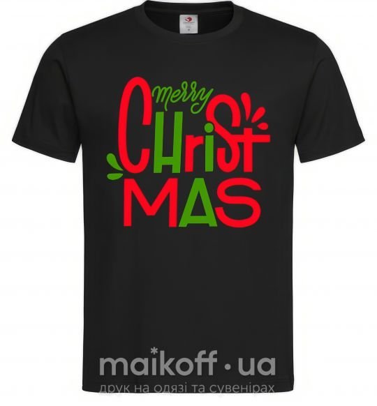 Чоловіча футболка Merry Christmas text Чорний фото