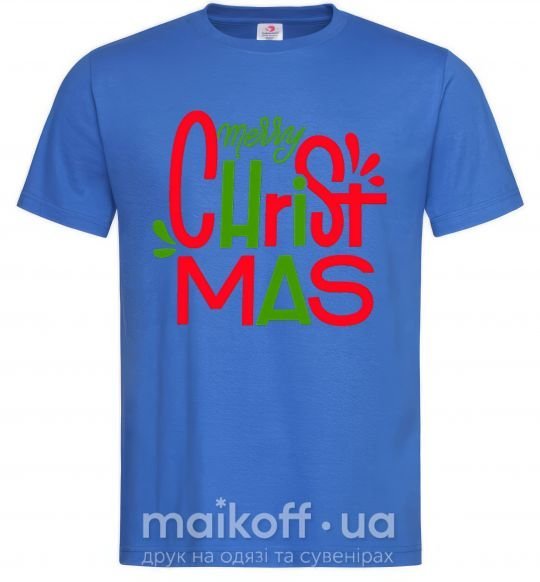 Мужская футболка Merry Christmas text Ярко-синий фото