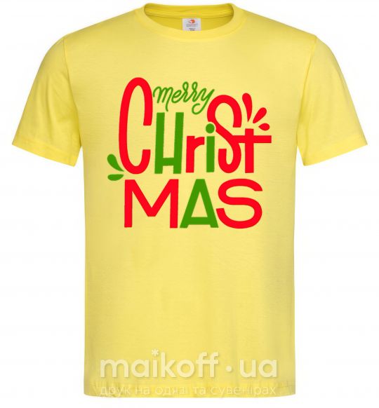 Чоловіча футболка Merry Christmas text Лимонний фото