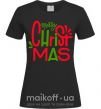 Женская футболка Merry Christmas text Черный фото