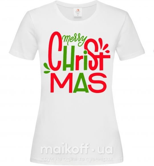 Жіноча футболка Merry Christmas text Білий фото