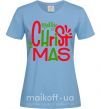 Женская футболка Merry Christmas text Голубой фото